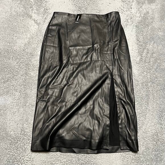 Express Dresses & Skirts - Express Faux Leather Pencil Skirt Womens Large Black High Waist Slit